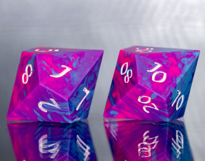 Bi Pride Dirty Pour: 7 Piece Handmade Resin Dice