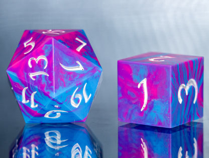 Bi Pride Dirty Pour: 7 Piece Handmade Resin Dice