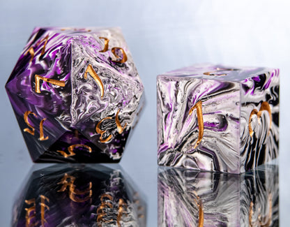 Ace Pride Dirty Pour: 7 Piece Handmade Resin Dice