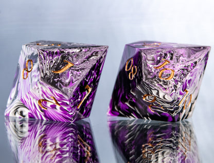 Ace Pride Dirty Pour: 7 Piece Handmade Resin Dice