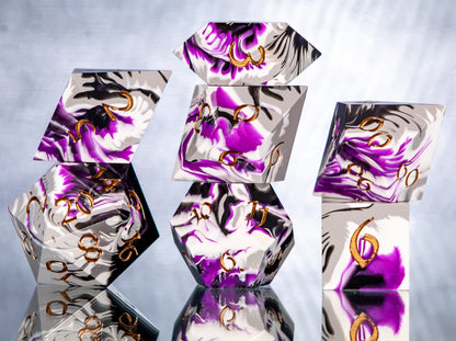 Ace Pride Dirty Pour: 7 Piece Handmade Resin Dice