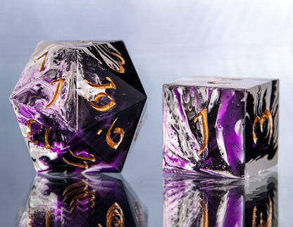 Ace Pride Dirty Pour: 7 Piece Handmade Resin Dice