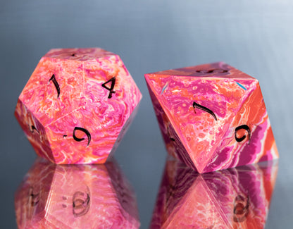 Lesbian Pride Dirty Pour: 7 Piece Handmade Resin Dice