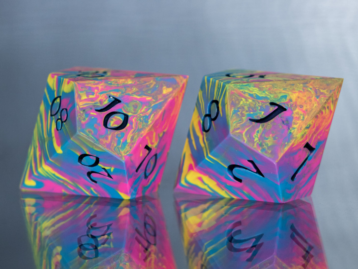 Pan Pride Dirty Pour: 7 Piece Handmade Resin Dice