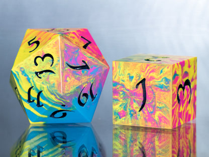 Pan Pride Dirty Pour: 7 Piece Handmade Resin Dice