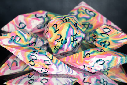 Be Gay, Do Crimes: 7 Piece Handmade Resin Dice