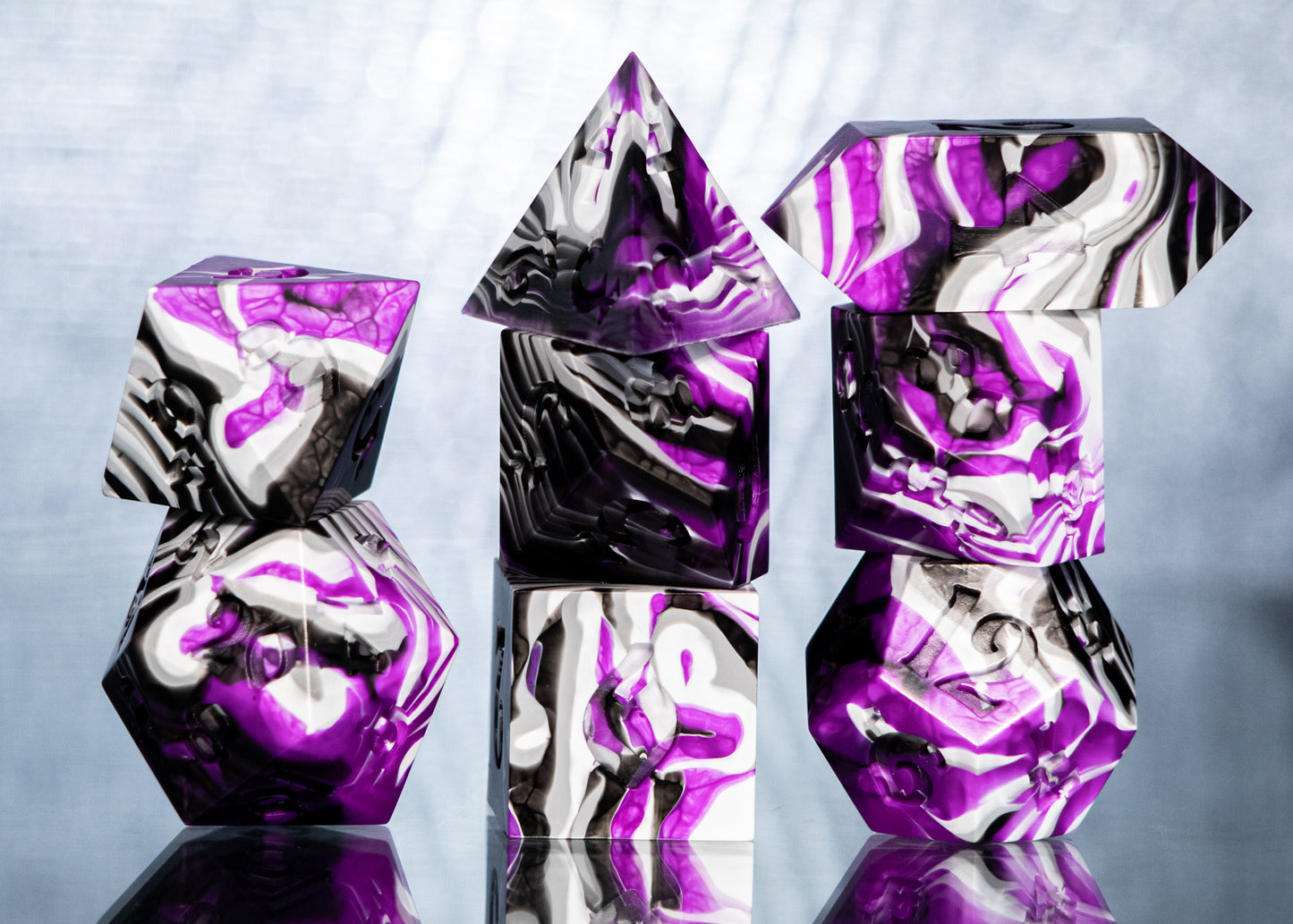 RAW Ace Pride Dirty Pour: 9 Piece Handmade Resin Dice