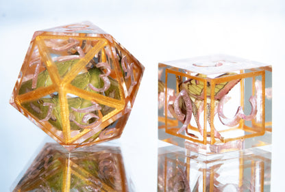 Gilded Lepidoptera - 7 Piece Handmade Resin Dice