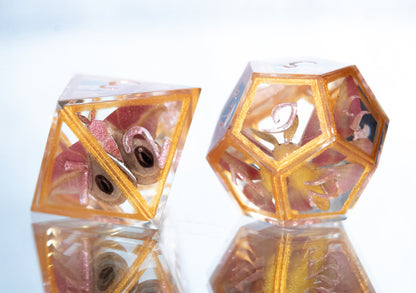 Gilded Lepidoptera - 7 Piece Handmade Resin Dice