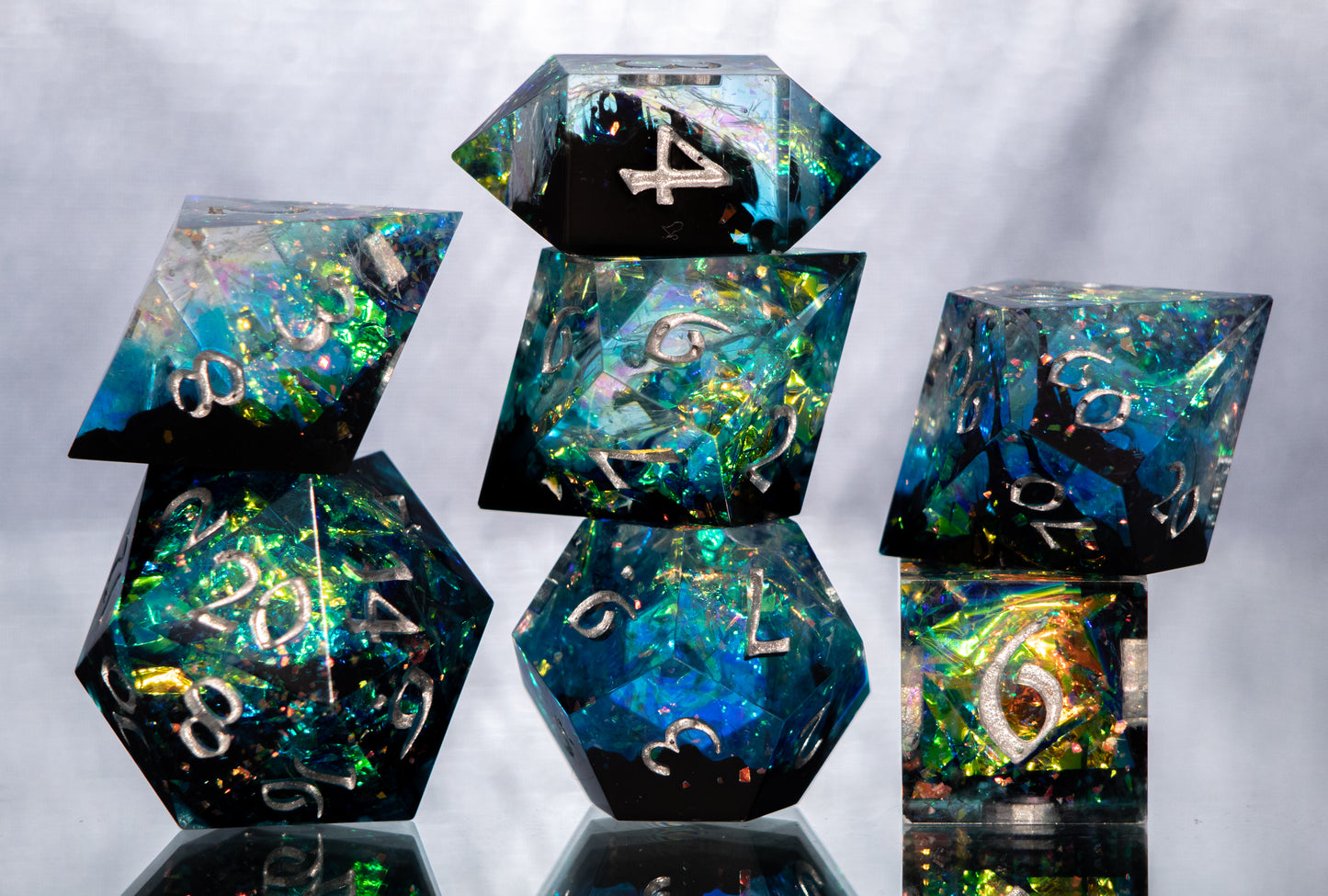 Arcane Nebula - 7 Piece Handmade Resin Dice