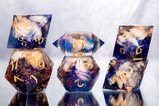 Partial Cloudy Sunset - 6 Piece Handmade Resin Dice