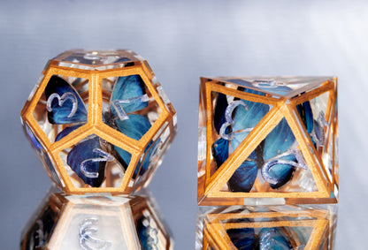 Antique Morphos - 7 Piece Handmade Resin Dice