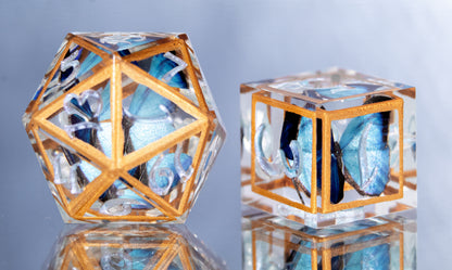 Antique Morphos - 7 Piece Handmade Resin Dice