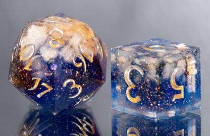 Cloudy Sunset - 7 Piece Handmade Resin Dice