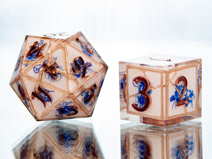 Kintsugi Porcelain - 7 Piece Handmade Resin Dice