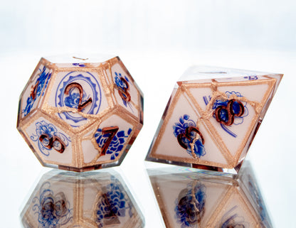 Kintsugi Porcelain - 7 Piece Handmade Resin Dice