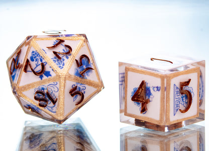 Gilded Porcelain - 7 Piece Handmade Resin Dice