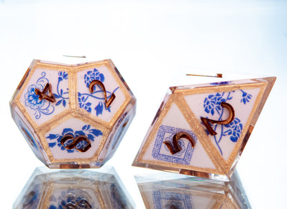 Gilded Porcelain - 7 Piece Handmade Resin Dice