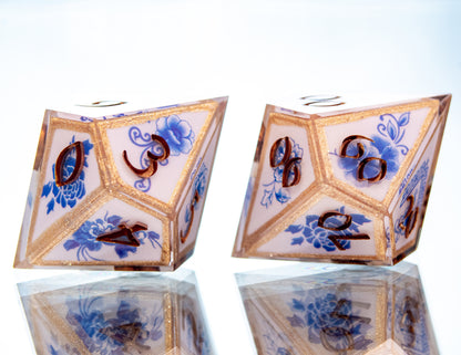 Gilded Porcelain - 7 Piece Handmade Resin Dice