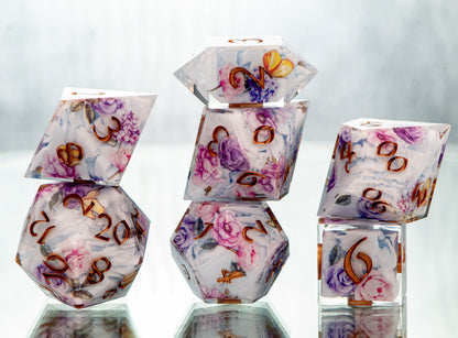 Spring Picnic - 7 Piece Handmade Resin Dice