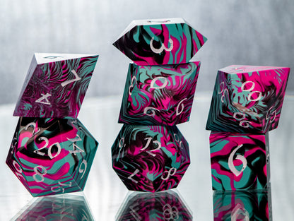 Mad Burnish: 7 Piece Handmade Resin Dice