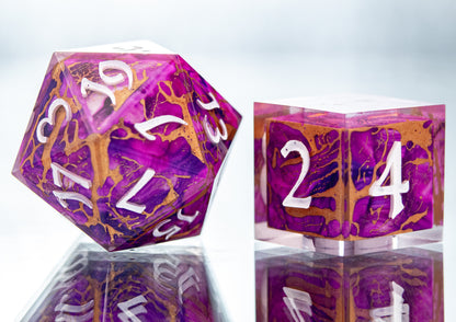 Gold and Purple Haze - 7 Piece Handmade Resin Dice