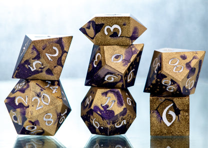 Royal Sands: 7 Piece Handmade Resin Dice