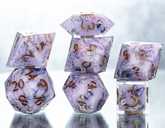 Lavender Picnic - 7 Piece Handmade Resin Dice