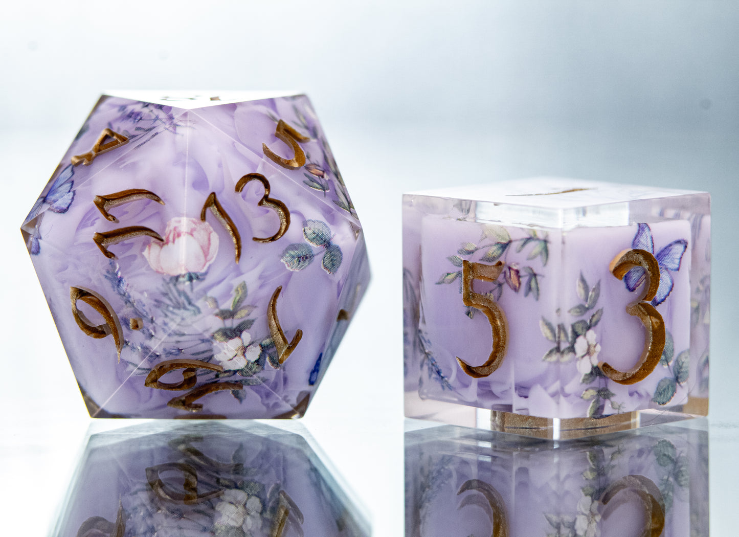 Lavender Picnic - 7 Piece Handmade Resin Dice