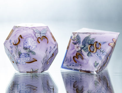 Lavender Picnic - 7 Piece Handmade Resin Dice