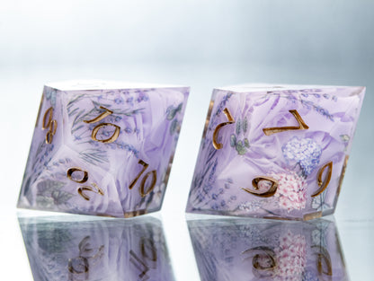 Lavender Picnic - 7 Piece Handmade Resin Dice