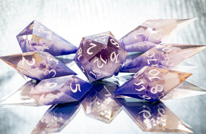 Amethyst Sunset - 7 Piece Handmade Resin Dice