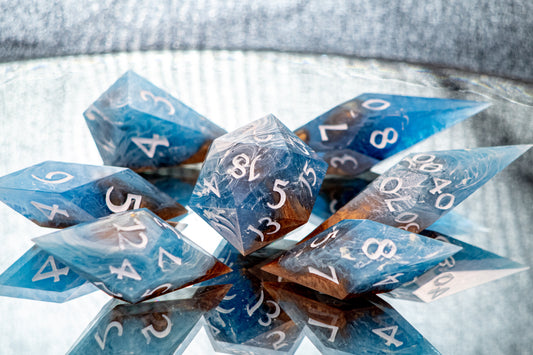 Crashing Waves - 7 Piece Handmade Resin Dice