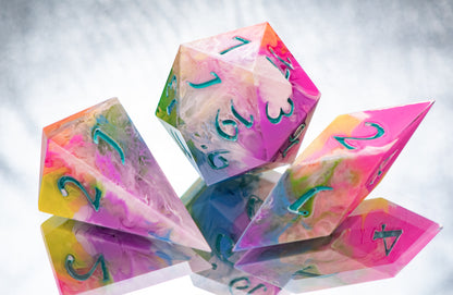 Drippy Watercolors - 7 Piece Handmade Resin Dice