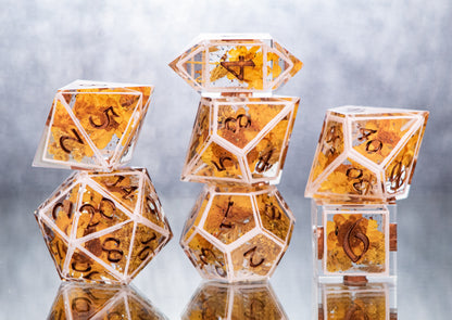 Golden Harvest - 7 Piece Handmade Resin Dice