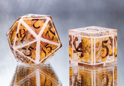 Golden Harvest - 7 Piece Handmade Resin Dice