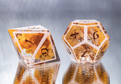 Golden Harvest - 7 Piece Handmade Resin Dice