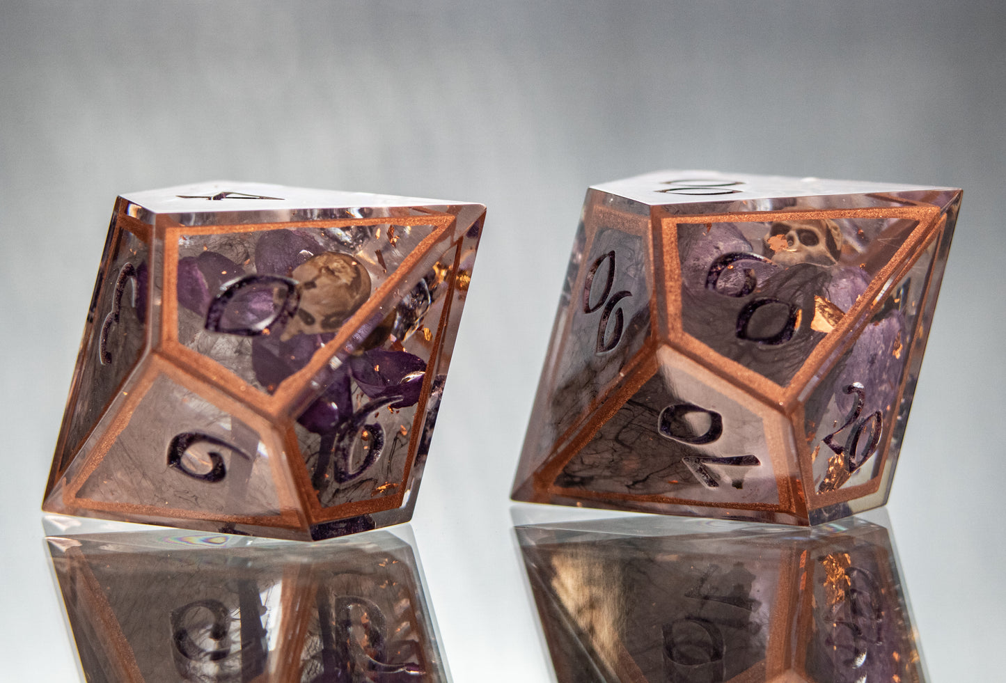 Grave Blossoms - 7 Piece Handmade Resin Dice