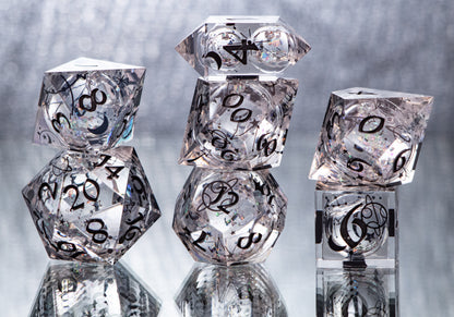 Star Dust - Liquid Core 7 Piece Handmade Resin Dice