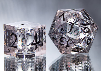 Star Dust - Liquid Core 7 Piece Handmade Resin Dice