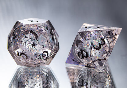 Star Dust - Liquid Core 7 Piece Handmade Resin Dice