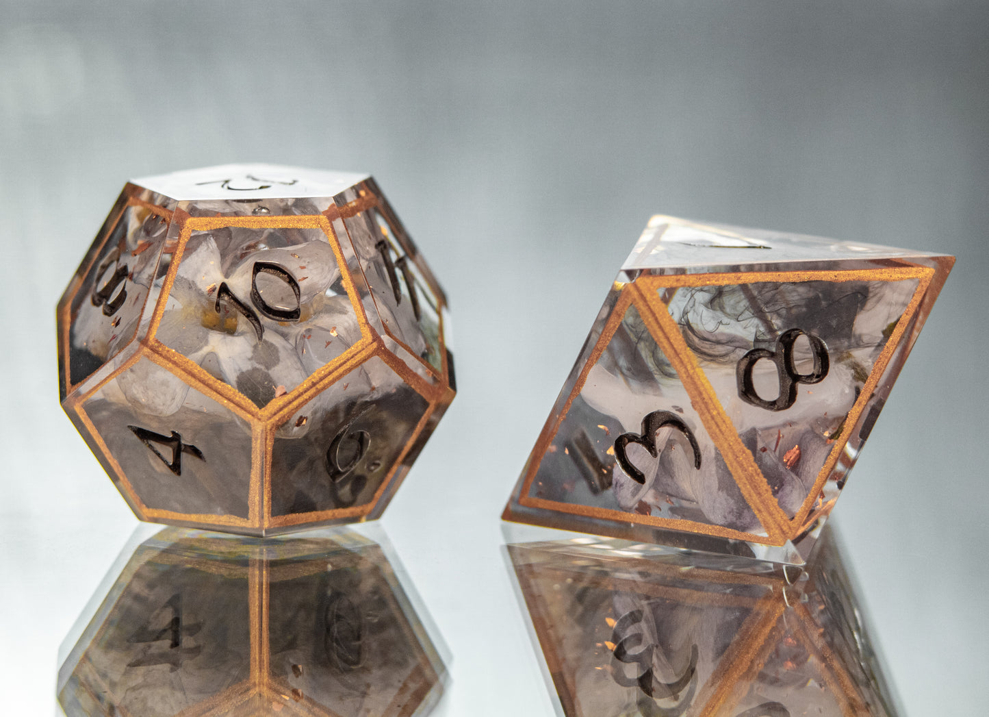 Ashes to Ashes - 7 Piece Handmade Resin Dice