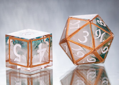 Flowers Through the Fog - 7 Piece Handmade Resin Dice