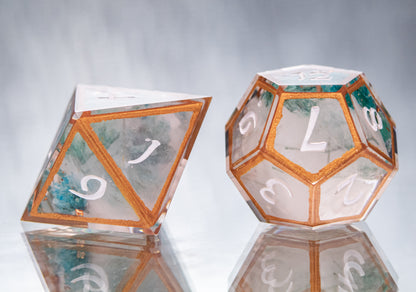 Flowers Through the Fog - 7 Piece Handmade Resin Dice