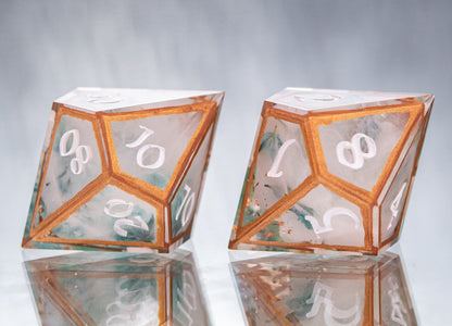 Flowers Through the Fog - 7 Piece Handmade Resin Dice