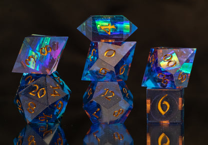 Cosmic Magic: 7 Piece Handmade Resin Dice