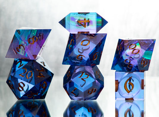 Cosmic Magic: 7 Piece Handmade Resin Dice