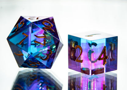 Cosmic Magic: 7 Piece Handmade Resin Dice