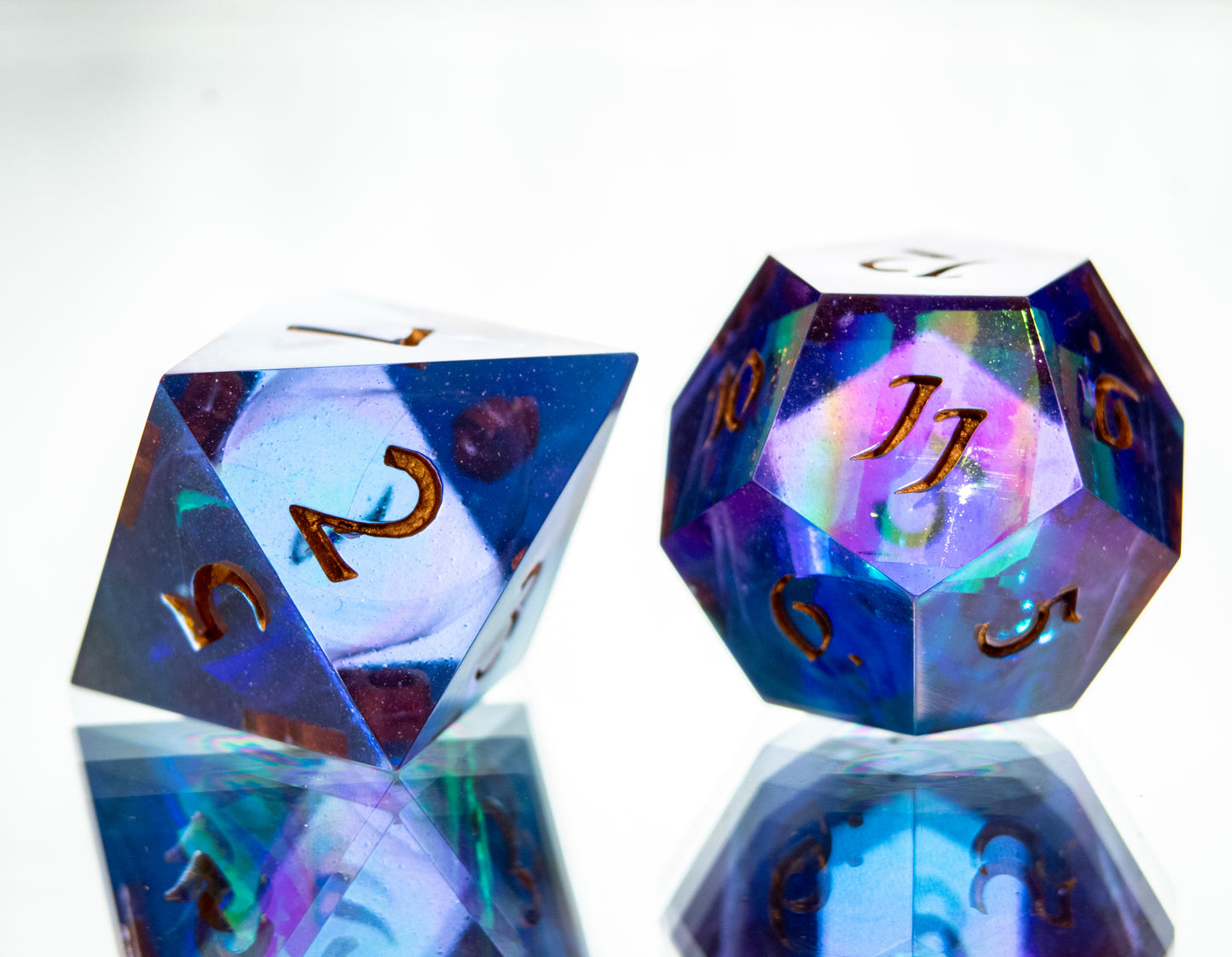 Cosmic Magic: 7 Piece Handmade Resin Dice