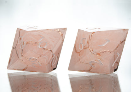 Rose Quartz Kintsugi - 7 Piece Handmade Resin Dice